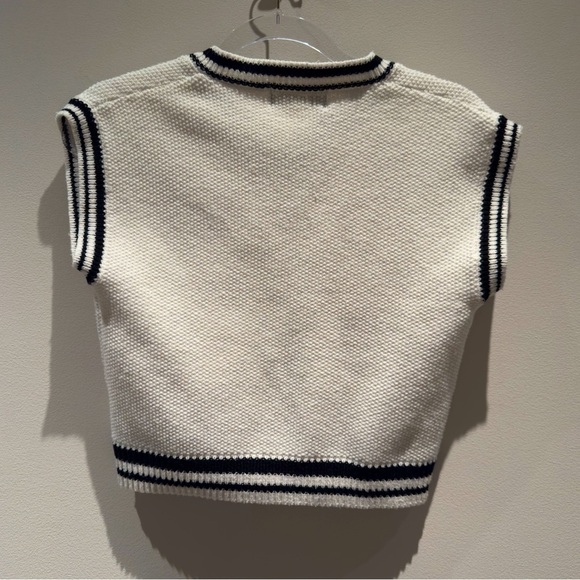 I Love J x The Better Butter White Knit Vest with Black Detail and Patch S-2XL - Picture 3 of 8